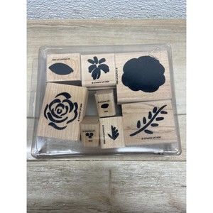 1996 Stampin Up Flashy Florals Set Of 8 Wood Mounted Rubber Stamps